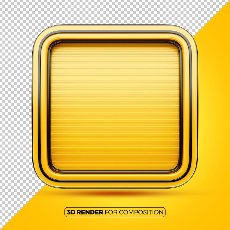 PSD cuadro 3d amarillo para la composición