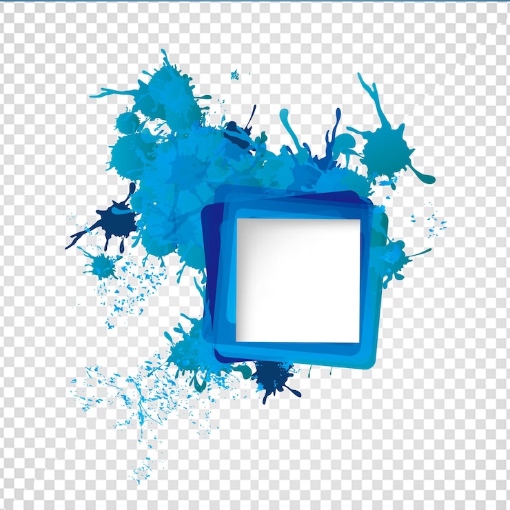 PSD cuadro azul 3d png de fondo transparente