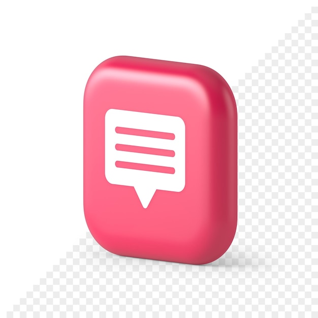 Cuadro de chat, botón de burbuja de voz, redes sociales, mensajes de texto, comunicación por Internet, icono isométrico 3d