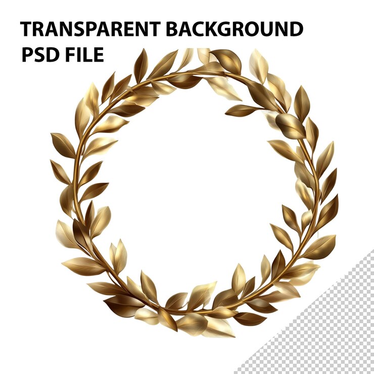 PSD cuadro de corona de laurel dorado