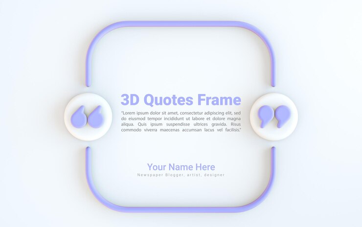 PSD cuadro de cotización fondo de marco espacio vacío plantilla de blogs concepto de renderizado 3d para mensajes de texto