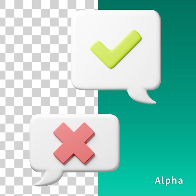 Cuadro de diálogo correcto y falla icono 3d render