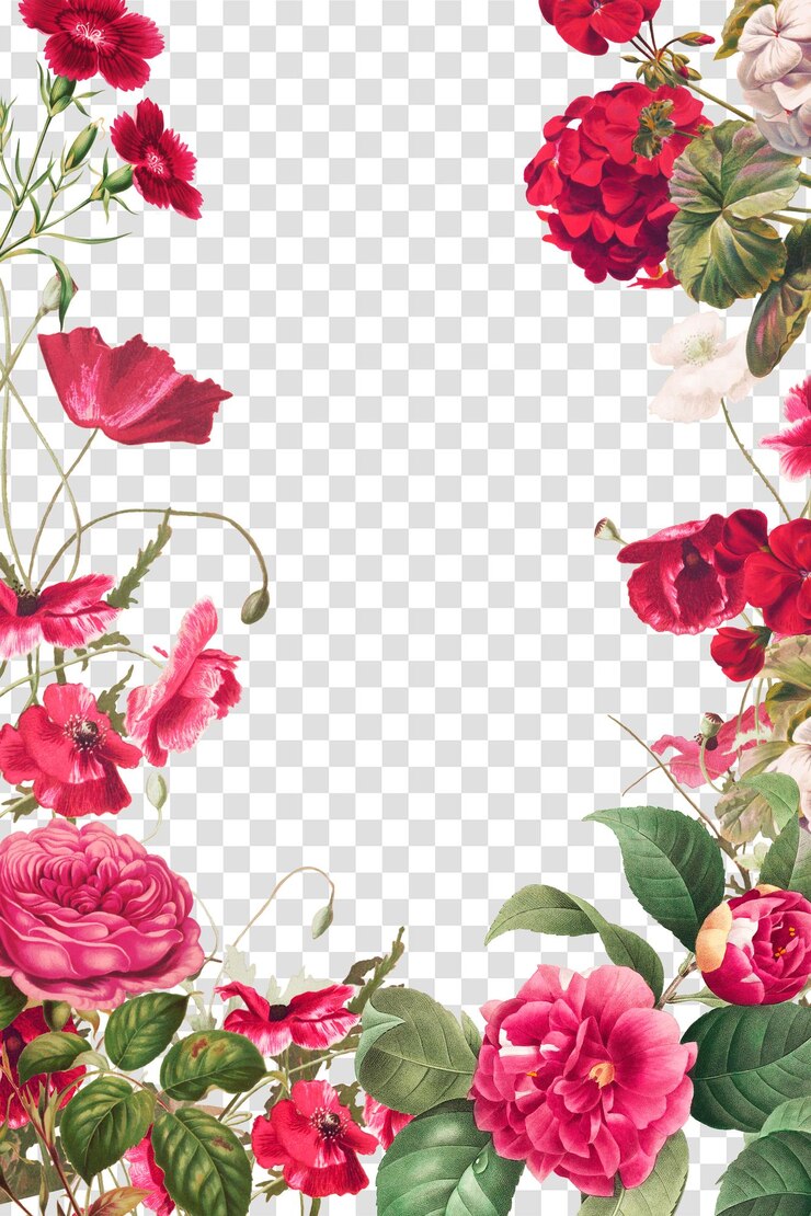 PSD cuadro de flores rojas vintage ilustración en png