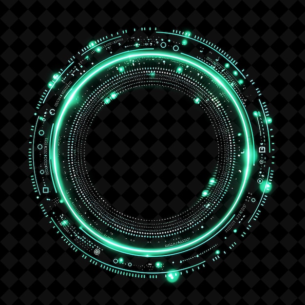 Cuadro de flujo de datos Png con logotipo Polkadot que transmite datos y forma de neón de bloqueo Y2K en fondo oscuro