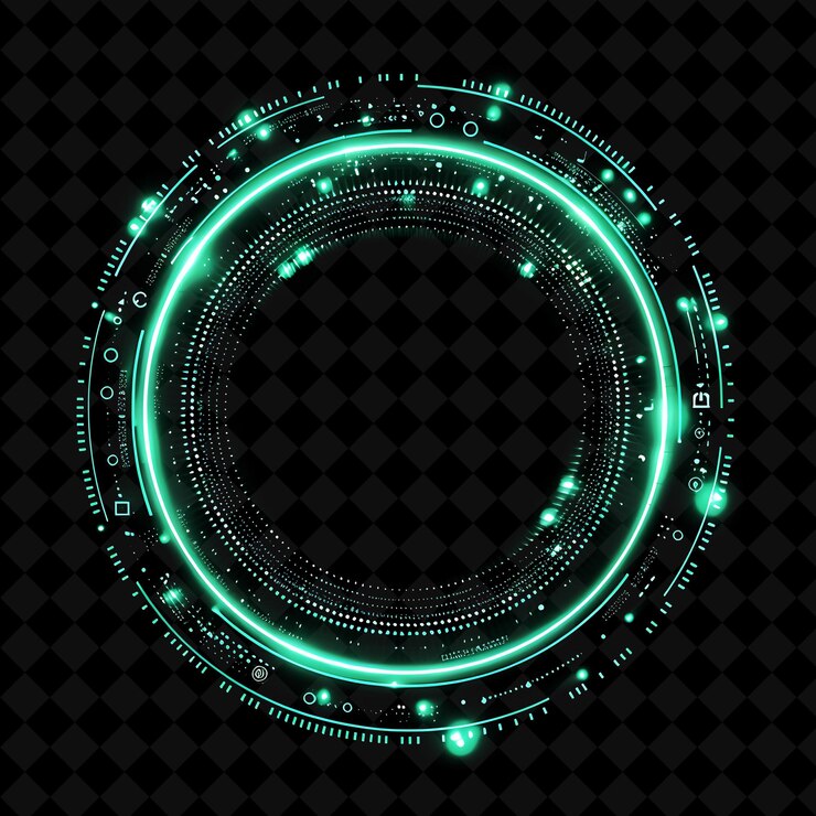 PSD cuadro de flujo de datos png con logotipo polkadot que transmite datos y forma de neón de bloqueo y2k en fondo oscuro