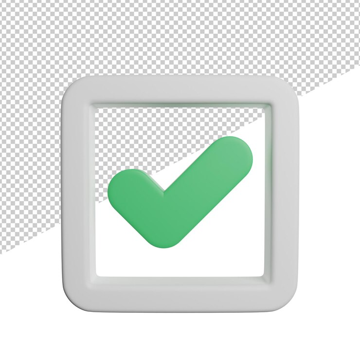 PSD cuadro de lista de verificación vista frontal ilustración 3d icono de representación fondo transparente