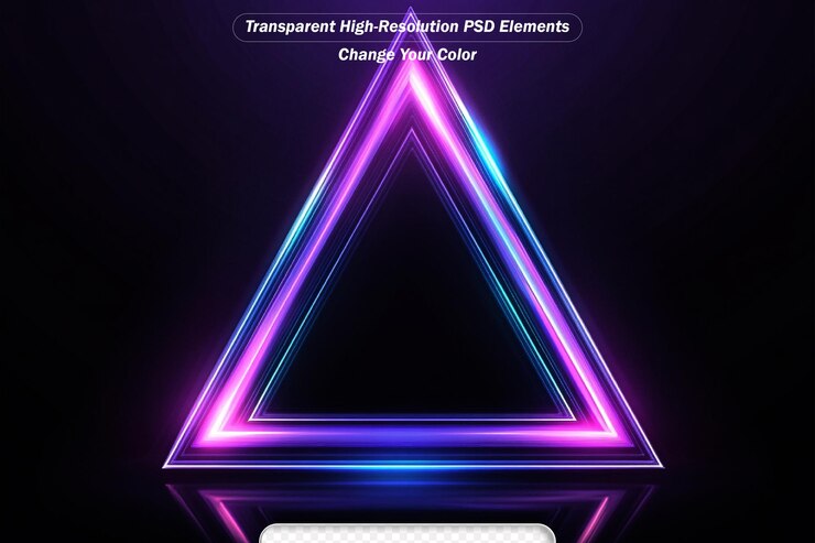 PSD cuadro de luz de neón línea de caja de fondo triángulo forma vectorial de brillo de neón led cartel de cartel de fondo triangular