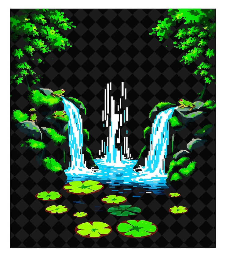 PSD cuadro pixelado en fondo negro reventado con decoración de juego de marco de píxeles vívido y altamente aislado