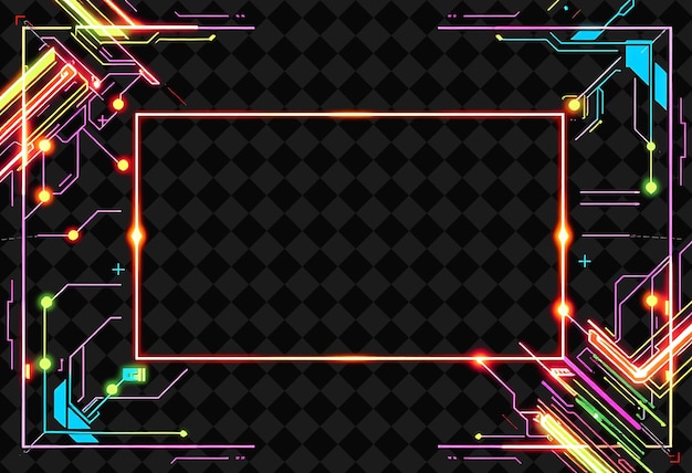 Cuadro pixelado en fondo negro reventado con decoración de juego de marco de píxeles vívido y altamente aislado