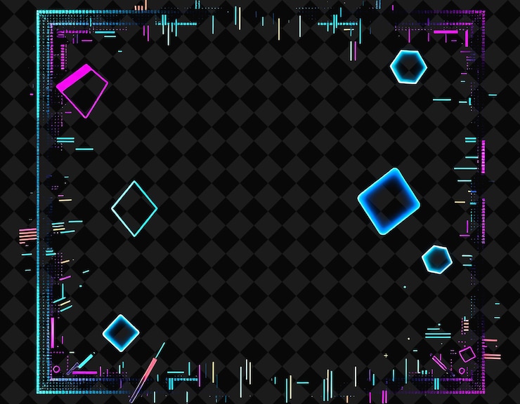PSD cuadro pixelado en fondo negro reventado con decoración de juego de marco de píxeles vívido y altamente aislado