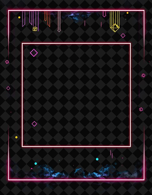 Cuadro pixelado en fondo negro reventado con decoración de juego de marco de píxeles vívido y altamente aislado