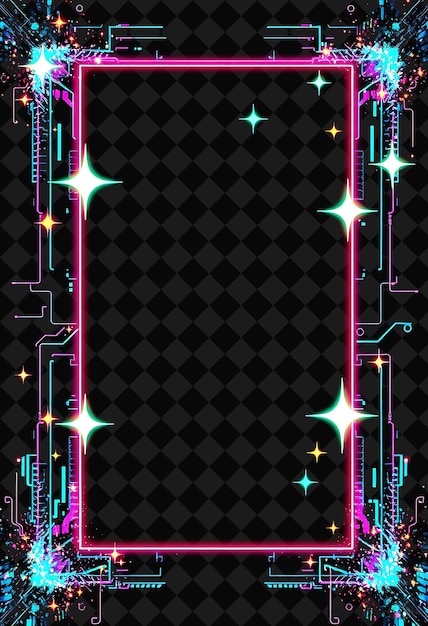 Cuadro pixelado en fondo negro reventado con decoración de juego de marco de píxeles vívido y altamente aislado