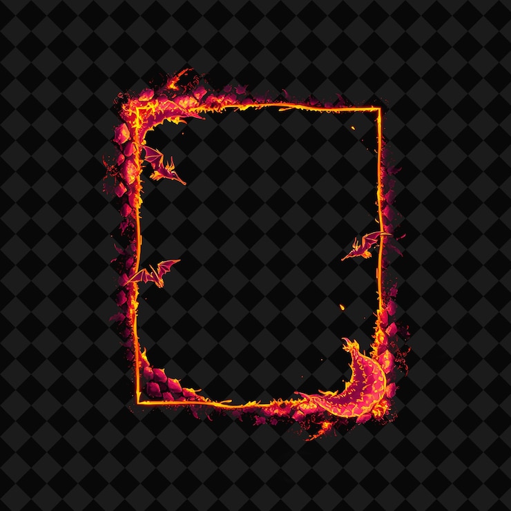 PSD cuadro pixelado en fondo negro reventado con decoración de juego de marco de píxeles vívido y altamente aislado
