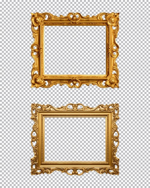 PSD cuadros rectangulares de oro antiguos aislados sobre un fondo transparente png