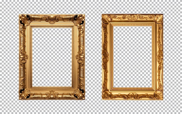 PSD cuadros rectangulares de oro antiguos aislados sobre un fondo transparente png