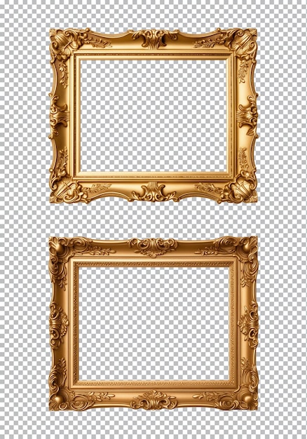 PSD cuadros rectangulares de oro antiguos aislados sobre un fondo transparente png