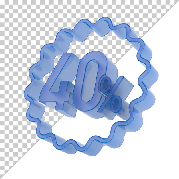 Cuarenta por ciento en fondo blanco Ilustración 3D aislada