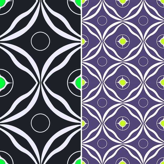 PSD cuatro patrones diferentes de diferentes colores uno de los cuales es un diseño que tiene un círculo verde