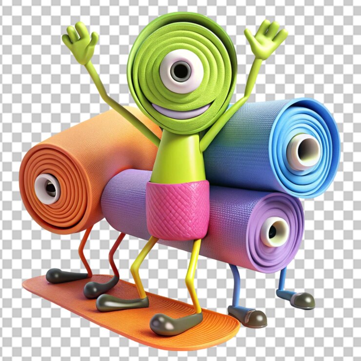 PSD cuatro rollos de tela de diferentes colores de fondo transparente