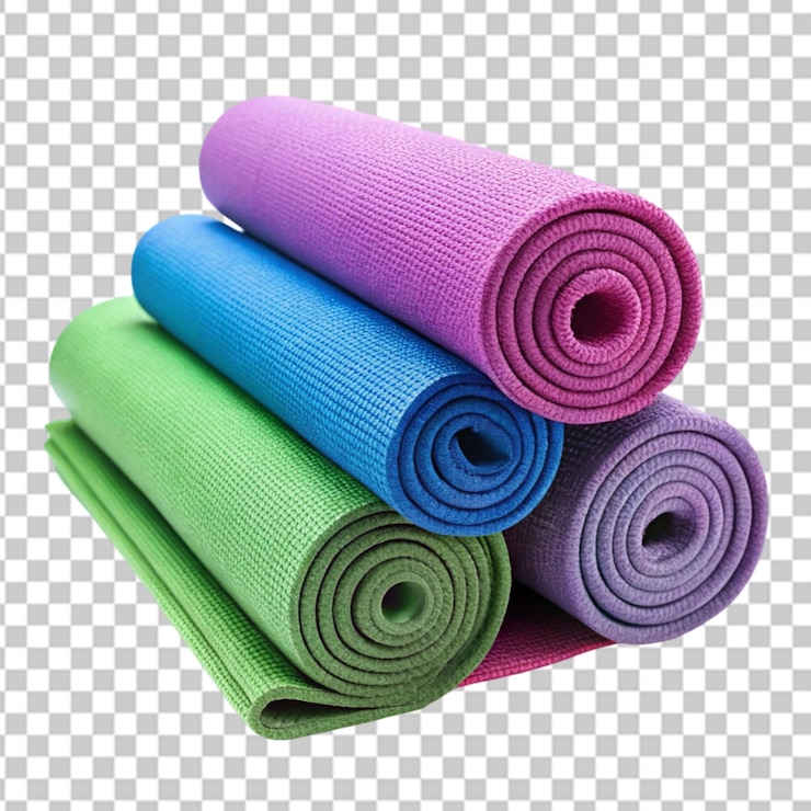 PSD cuatro rollos de tela de diferentes colores de fondo transparente
