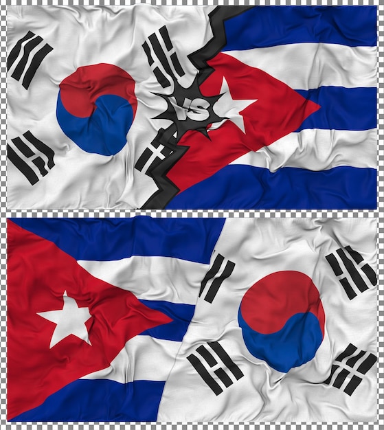 Cuba contra Corea del Sur Media bandera combinada con textura en 3D