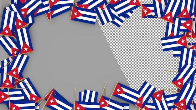 PSD cuba paper flag scattered around the frame 3d rendering