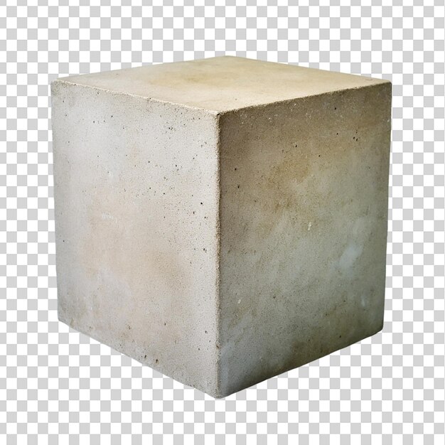 PSD cube de béton isolé sur un fond transparent