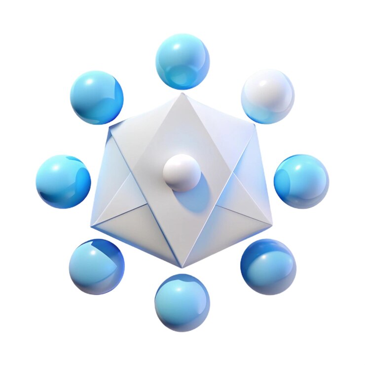 PSD un cube blanc avec un diamant dessus est entouré de gouttes d'eau