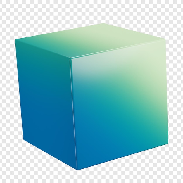 Cube bleu gradient en 3D