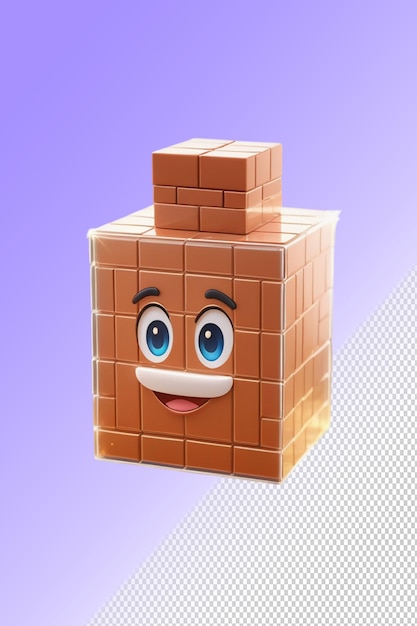 PSD un cube de brique fait par un personnage de lego avec un visage dessus