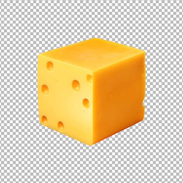 PSD cube de fromage cheddar isolé sur un fond transparent