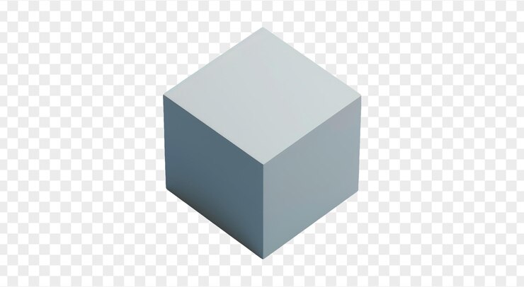 PSD cube isolé sur un fond transparent forme de bloc géométrique 3d minimale
