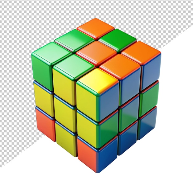 PSD un cube rubik39 coloré sur un fond transparent