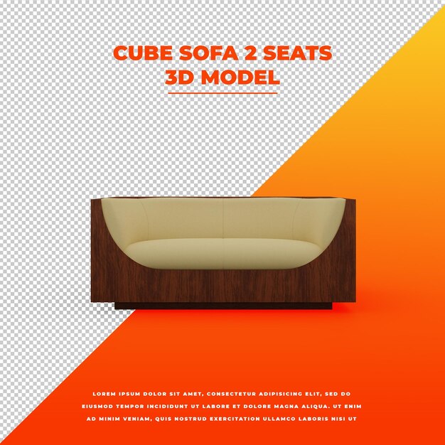 Cube sofa dos asientos modelo 3d aislado
