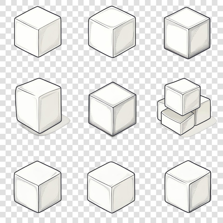 PSD cube vector illustrations