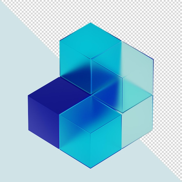 Le cube de verre bleu 3D
