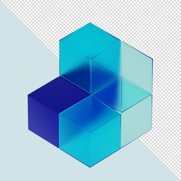 PSD le cube de verre bleu 3d