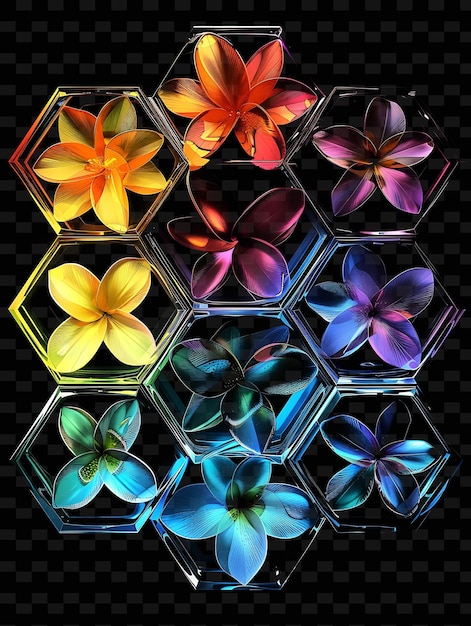 PSD un cube de verre coloré avec des fleurs à l'intérieur