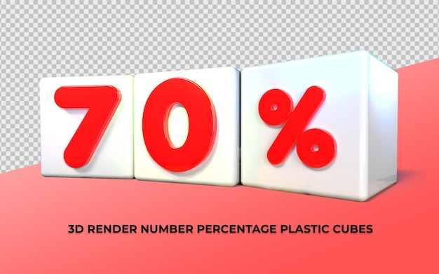 Cubes 3D plastique numéro 70 pourcentage vente de couleur rouge