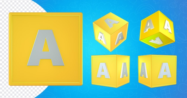 Cubes De Jouets Pour Enfants Avec Lettres Cube Pour Enfants Jaune Avec Lettre Un élément Isolé Pour Compos