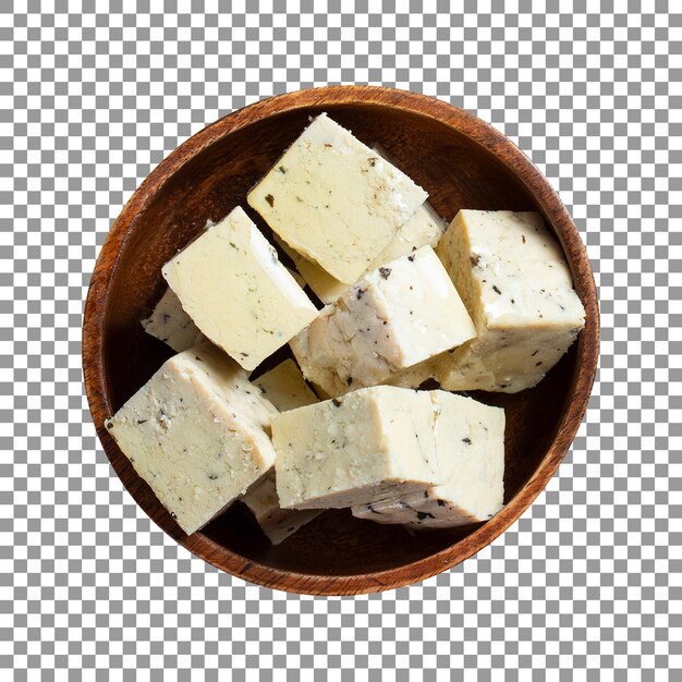 PSD cubes de tofu frais en bloc isolé sur fond transparent