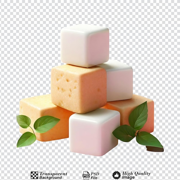 PSD des cubes de tofu isolés sur un fond transparent