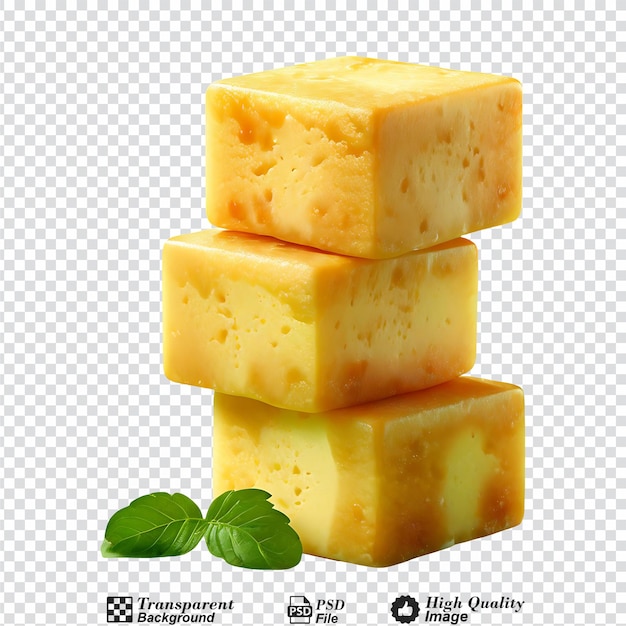 PSD des cubes de tofu isolés sur un fond transparent