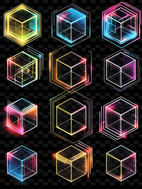 PSD des cubes de trame lumineuse, des collages de trame interconnectés, des textures y2k, des formes de texture, des décors d'arrière-plan.
