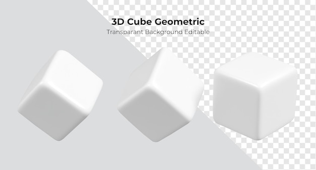Cubi 3D bianchi su sfondo trasparente Disegno modificabile