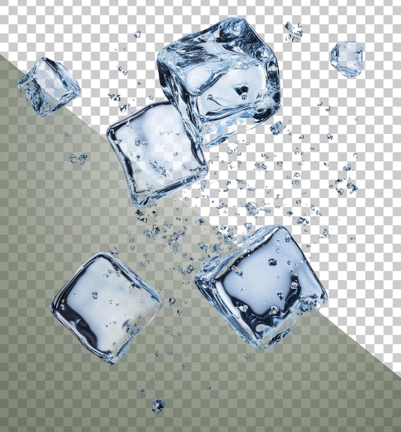 Cubi di ghiaccio spruzzati nell'acqua tagliati fuori stock png