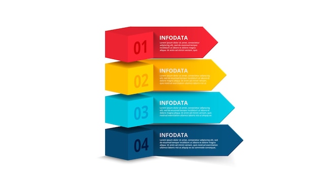 Cubi isometrici con frecce Concetto creativo per infografica con opzioni o processi in 3 fasi