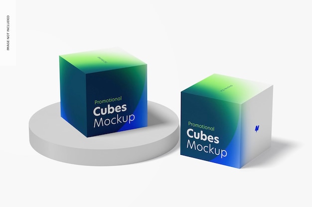 Cubi promozionali Display Mockup, Prospettiva