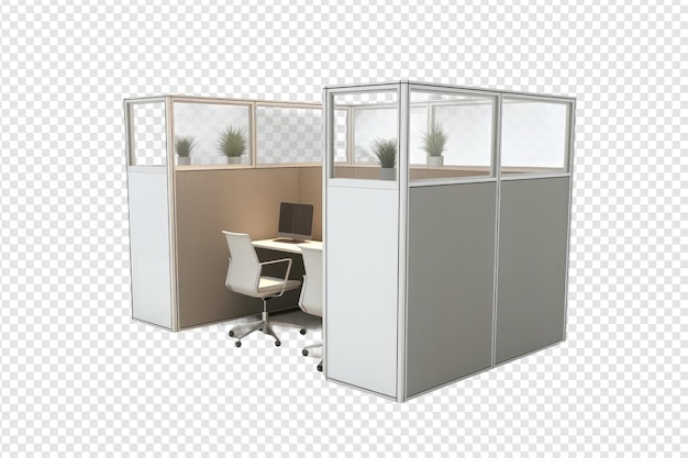 Cubículos de estilo escandinavo isolados em fundo transparente