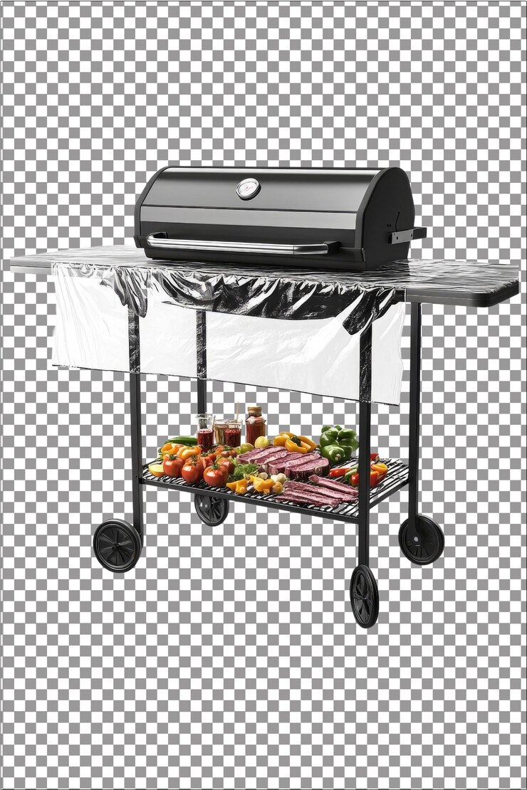 Cubierta de mesa de barbacoa Protege la mesa de barbecues del clima y los escombros Hiperrealista Isolado blanco llano Tra
